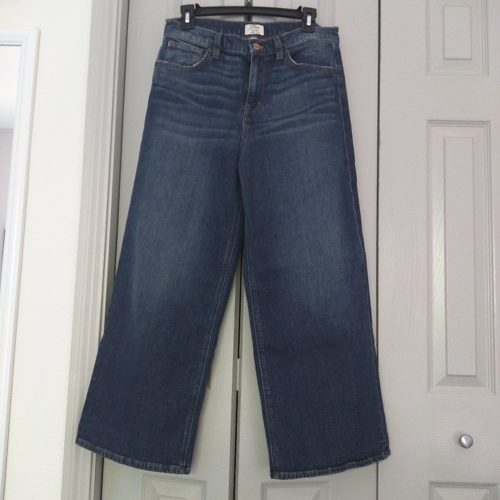 J. Crew Rayner Wide Leg Cropped Jeans in Hope Wash